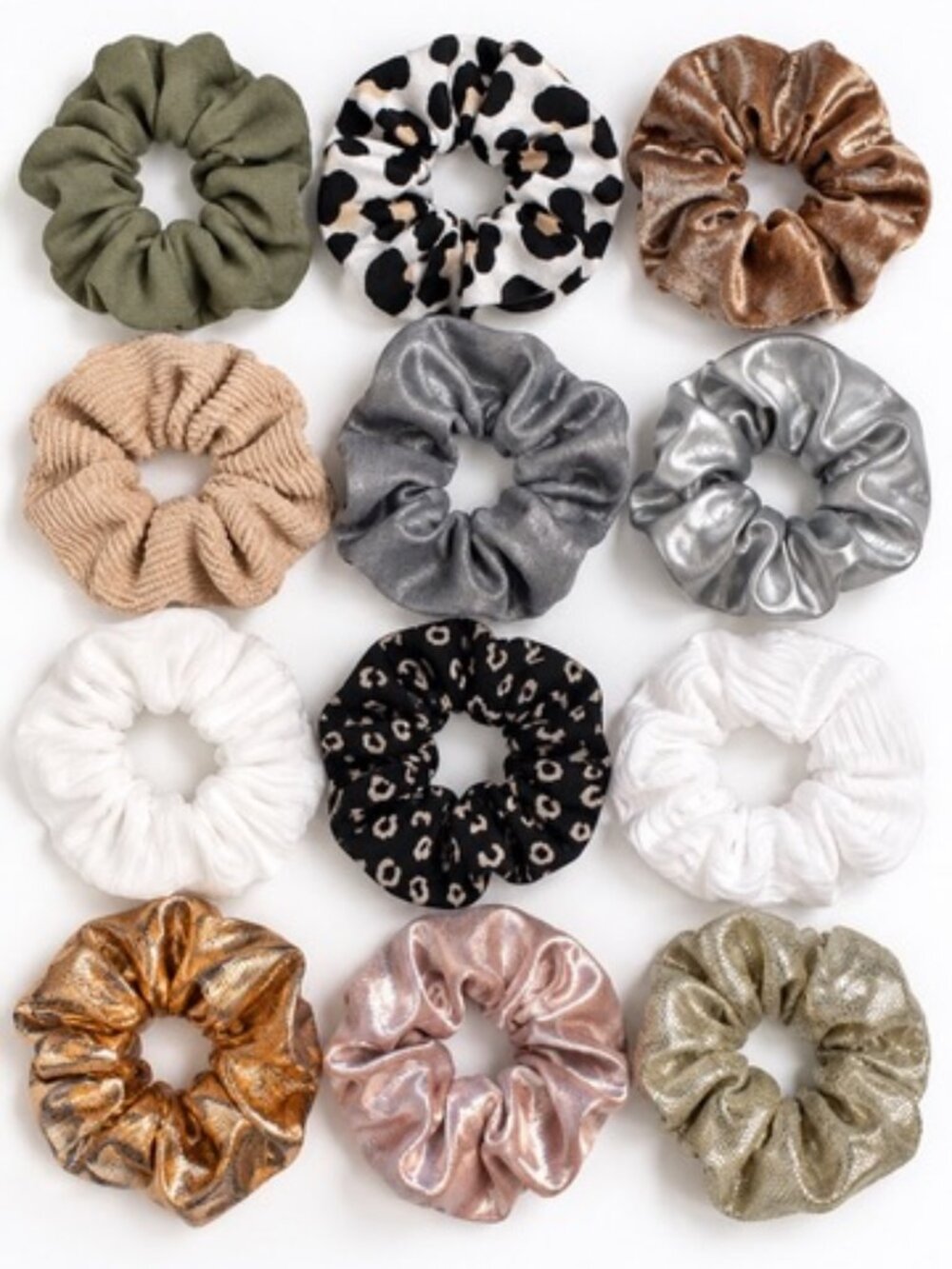 Brand New 12 Piece Scrunchie Gift Set Velvet Satin Leopard Boxed